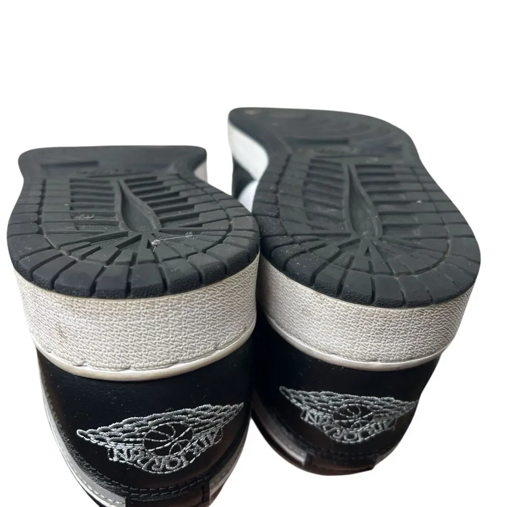 Nike Air Jordan 1 Low‎ GS Youth 6.5Y Black White Gray Leather 553560-040